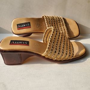 ALLWYN  Sandal Tan with Gold Glitter.  EUR Size 39. MADE IN INDIA.